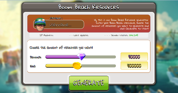 screenshot of Boom Beach cheats tool